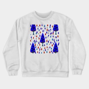 blue red trees leaves background pattern texture Crewneck Sweatshirt